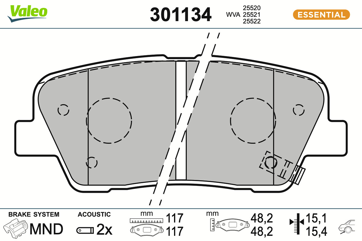 Jeu de 4 plaquettes de frein VALEO ref. 301134